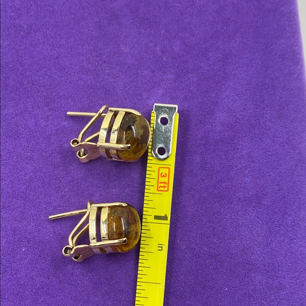 ๐ Vintage 14k Yellow Gold Amber Earrings - Picture 5 of 8